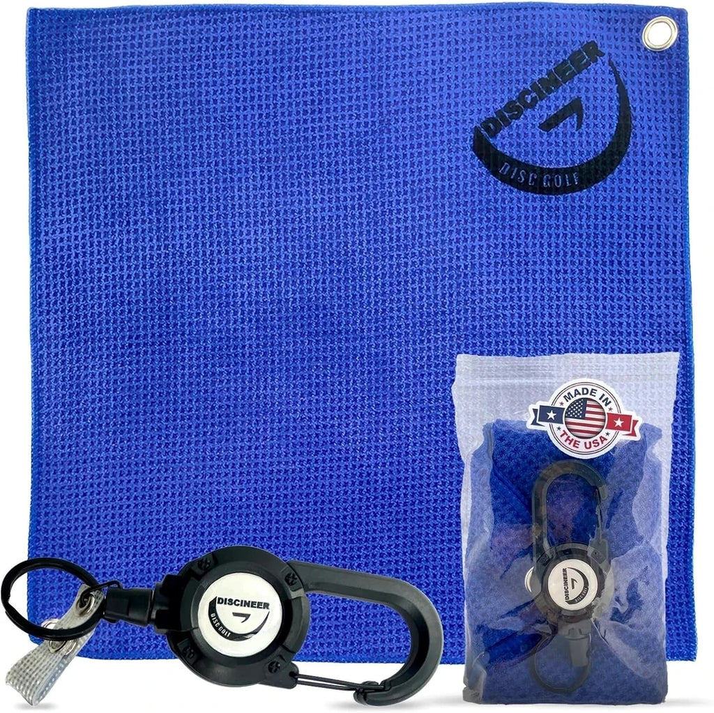 Premium Retractable Waffle Towel & Carabiner - 16" x 16"