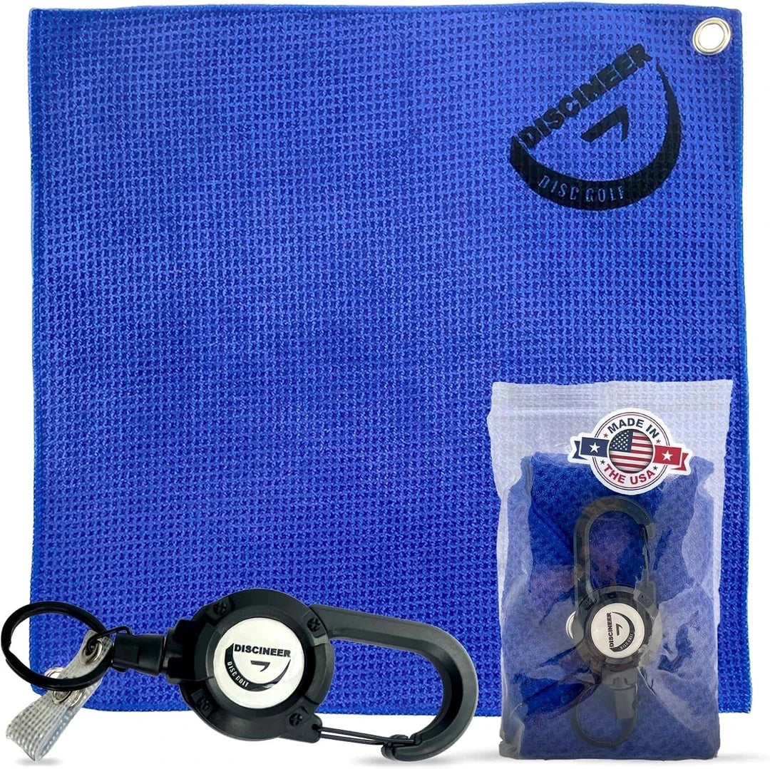 Premium Retractable Waffle Towel & Carabiner - 16" x 16"