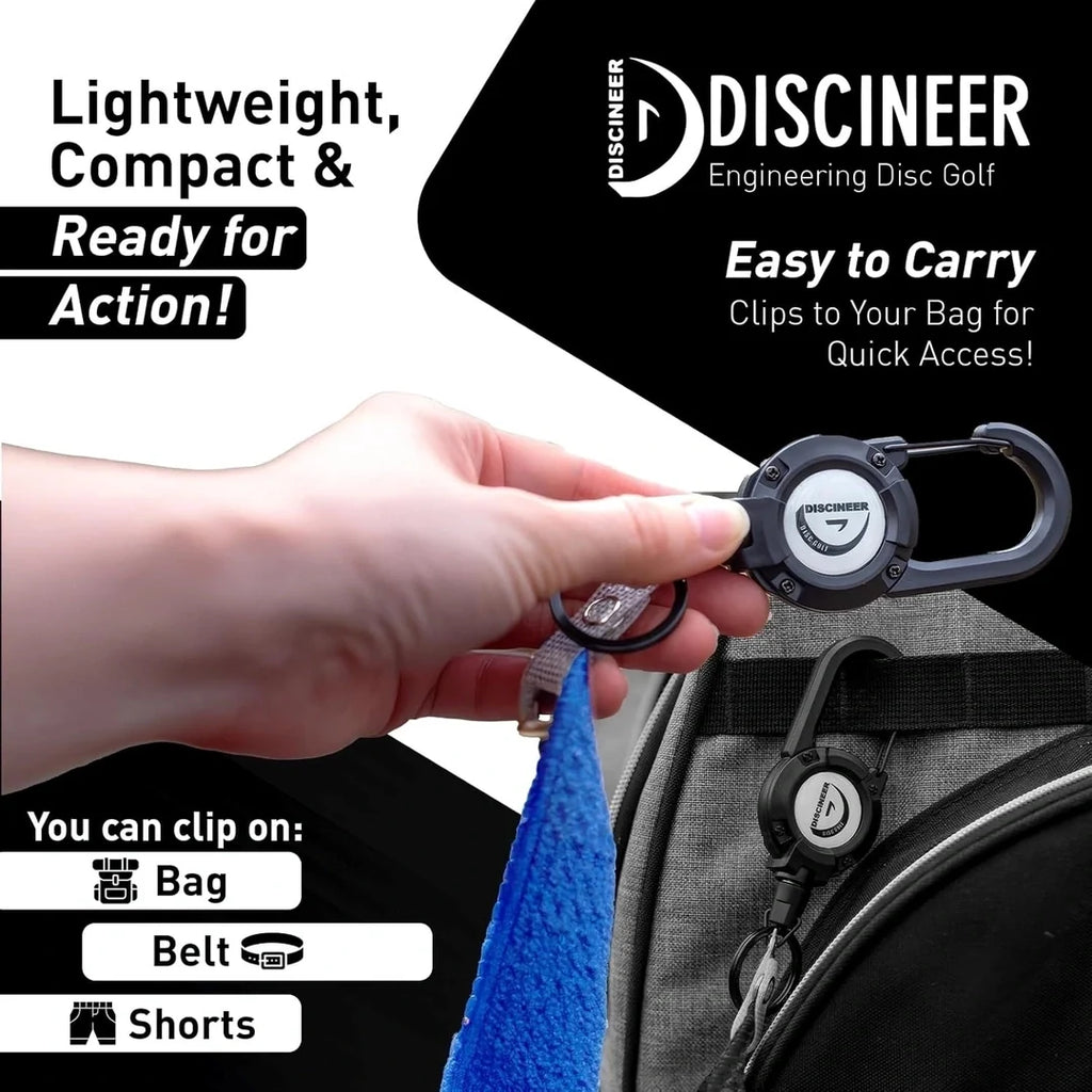 Premium Retractable Waffle Towel & Carabiner - 16" x 16"