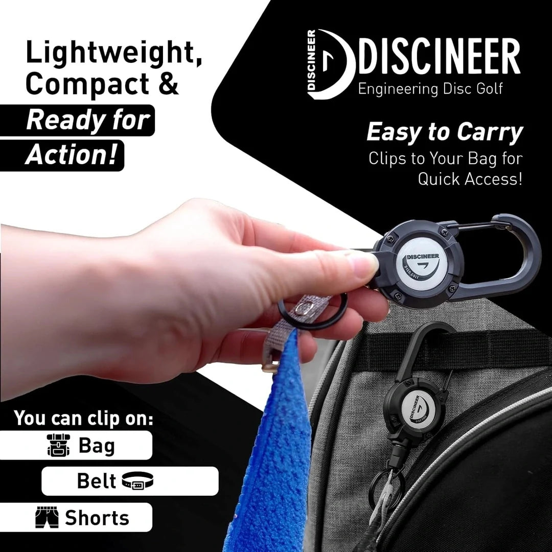 Premium Retractable Waffle Towel & Carabiner - 16" x 16"