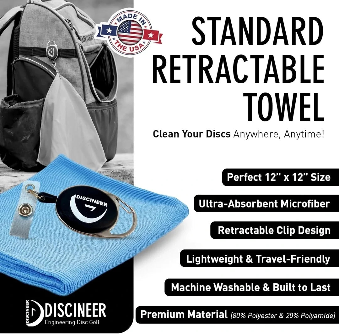 Retractable Microfiber Towel - 12" x 12"