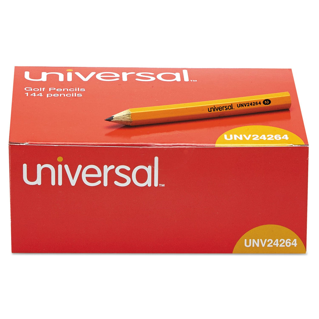 Universal Golf and Pew Pencil, HB (#2), Black Lead, Yellow Barrel, 144/Box