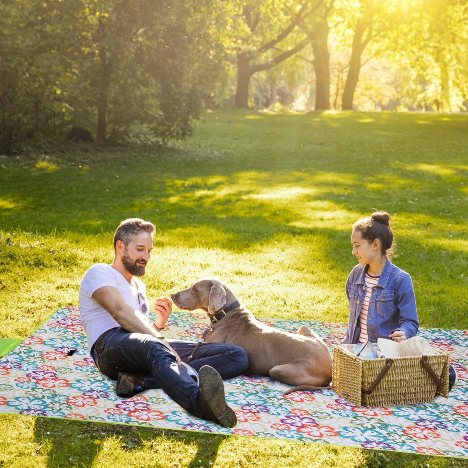60" x 78" Waterproof Picnic Blanket Handy Mat with Strap Foldable Camping Rug for Camping Hiking Grass Travelling