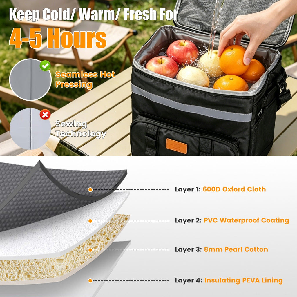Rolling Cooler Bag with Wheels - 35L Insulated Collapsible