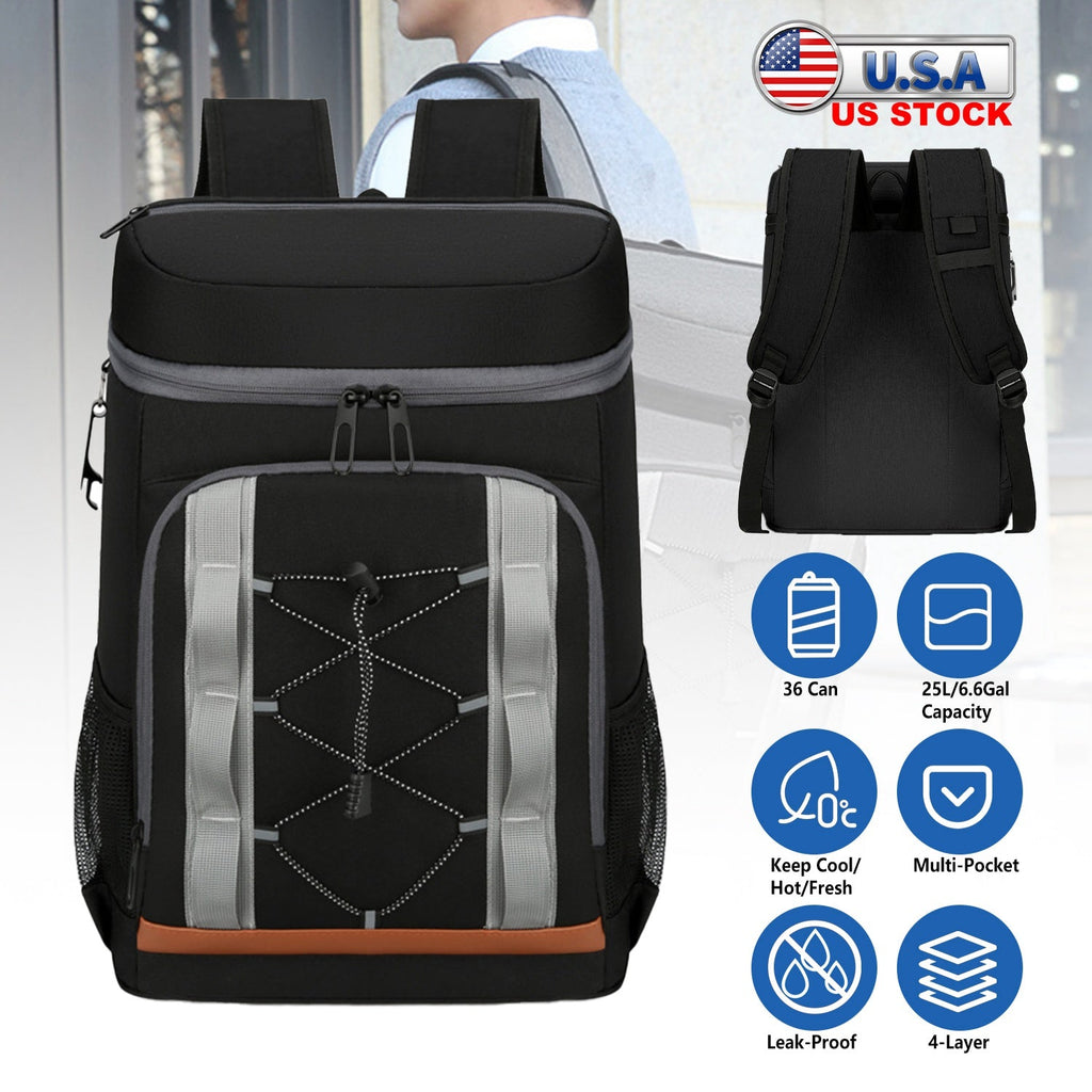 Cooler Backpack 36 Can Leakproof Insulated Cooler Backpack with 25L/6.6Gal for Picnic Camping Beach Hiking Fishing Travel
