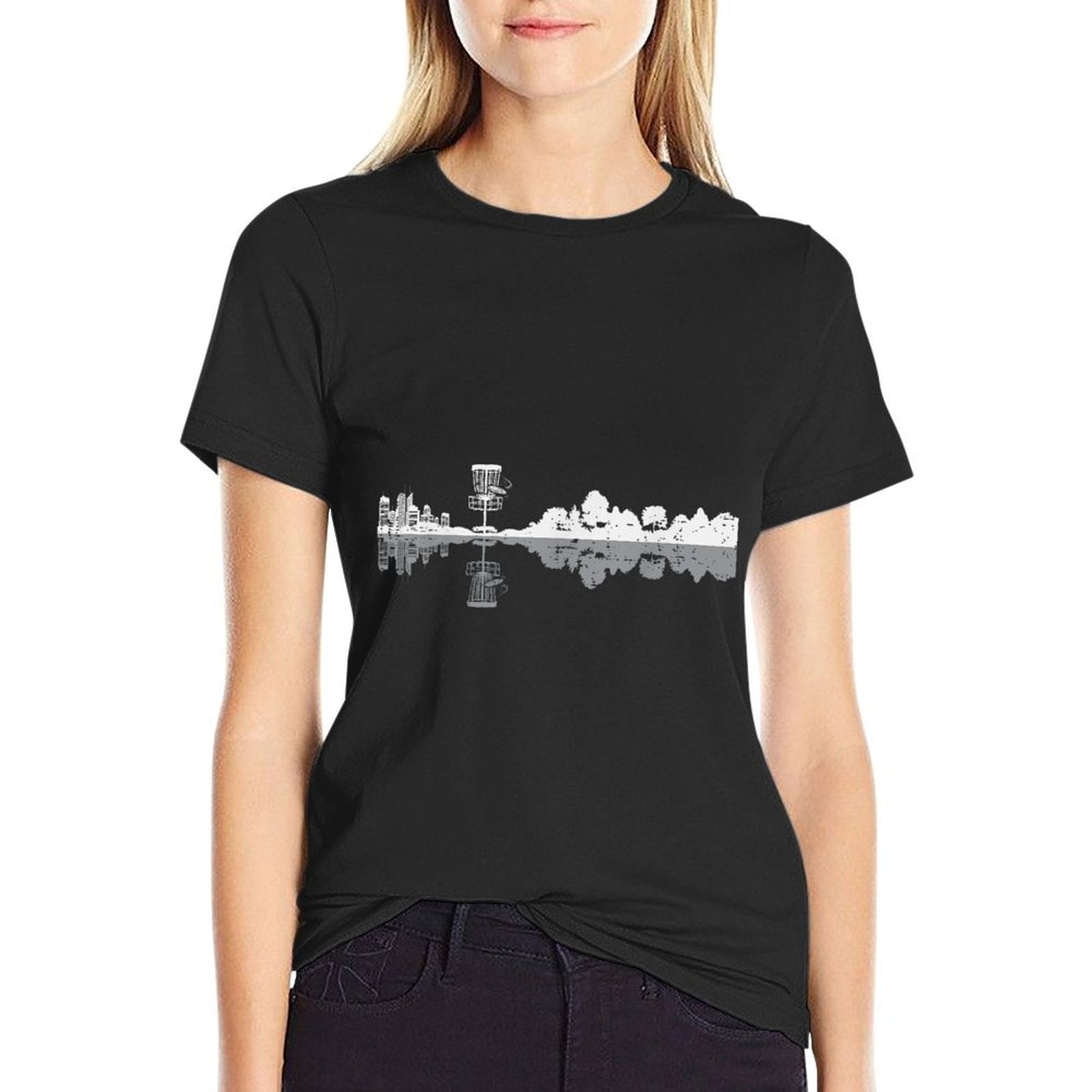 Disc Golf Trees Landscape Frisbee Golfer Frolf Men Women Kid  Stretchy T-Shirt