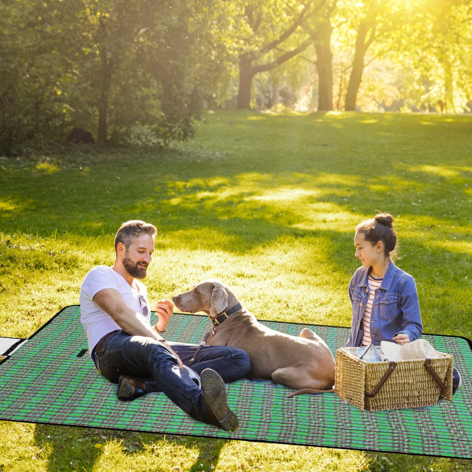 60" x 78" Waterproof Picnic Blanket Handy Mat with Strap Foldable Camping Rug for Camping Hiking Grass Travelling