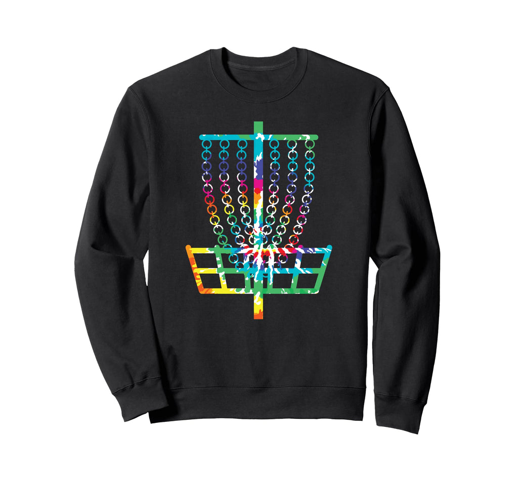 Disc Golf Basket Hippie Rainbow Tie Sweatshirt - Novelty Apparel Men Women