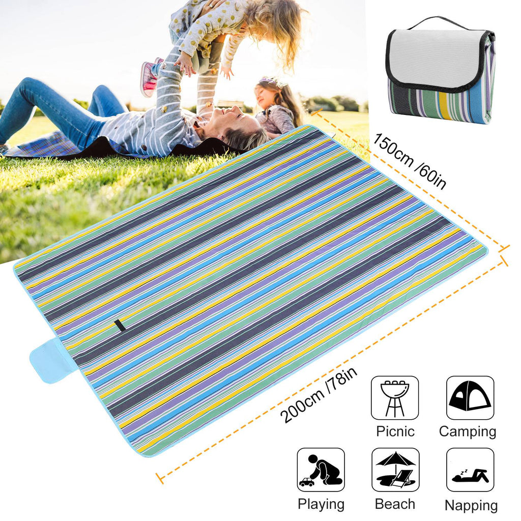 60" x 78" Waterproof Picnic Blanket Handy Mat with Strap Foldable Camping Rug for Camping Hiking Grass Travelling