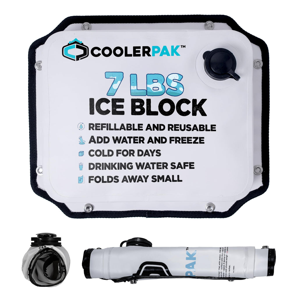 CoolerPak Ice Pack -Refillable Reusable  – Cold for Days – Non-Toxic, Leakproof, Potable Drinking Water Safe – Built Tough, Rolls Up for Storage