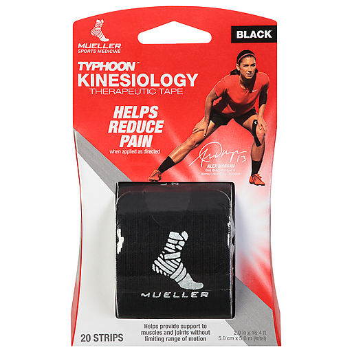 Mueller® Typhoon® Black Kinesiology Therapeutic Tape Strip, 20-Pack