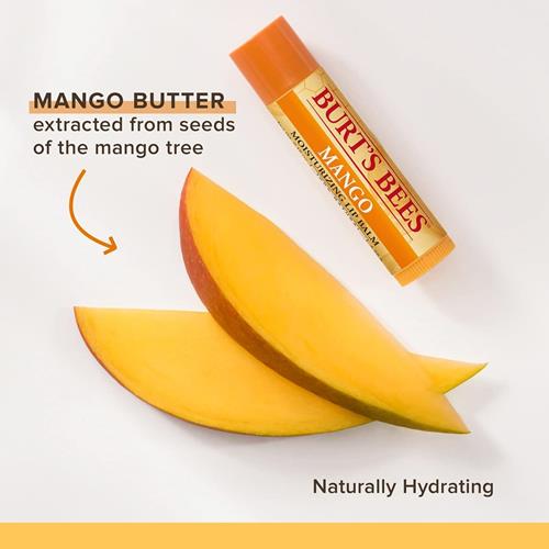 Burts Bees Lip Balm - Mango, Lip Moisturizer With Responsibly Sourced Beeswax, Tint-Free, Natural Origin Conditioning Treatment, 2 Tubes, 0.15 Oz.