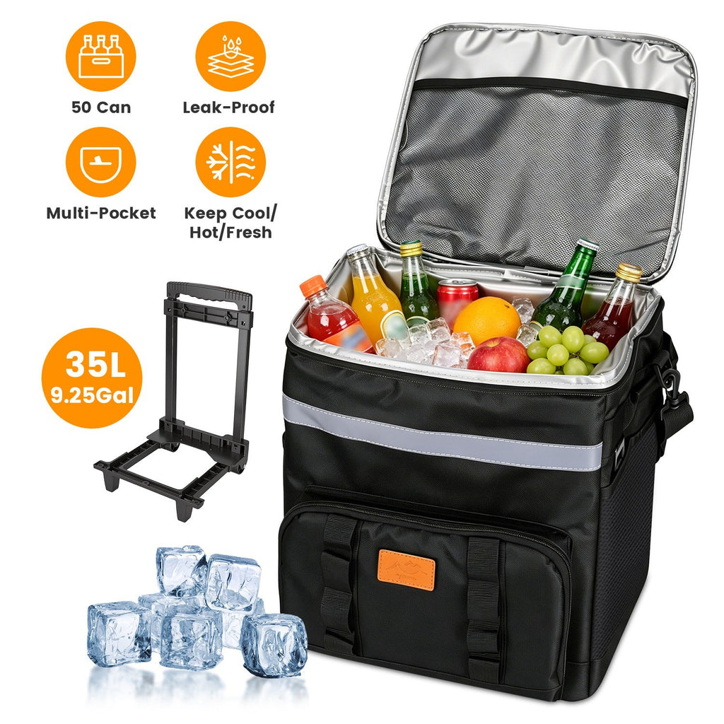 Rolling Cooler Bag with Wheels - 35L Insulated Collapsible