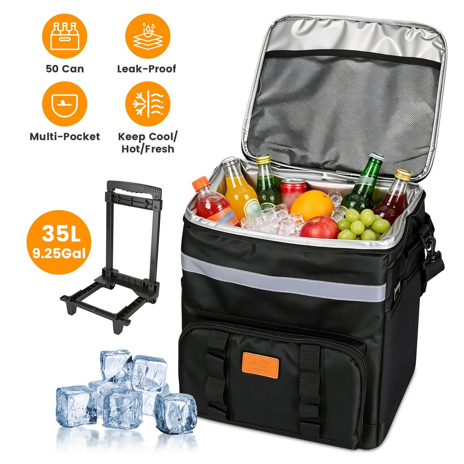 Rolling Cooler Bag with Wheels - 35L Insulated Collapsible