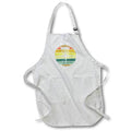 Apron - White disc golf basket over retro striped circle on white background. Stamp City - typography - disc golf
