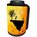 3dRose Phil Perkins - Disc Golf - Putt Plastic In Its Place - silhouette of a disc golf basket and putter - Can Cooler Bottle Wrap (cc_243473)