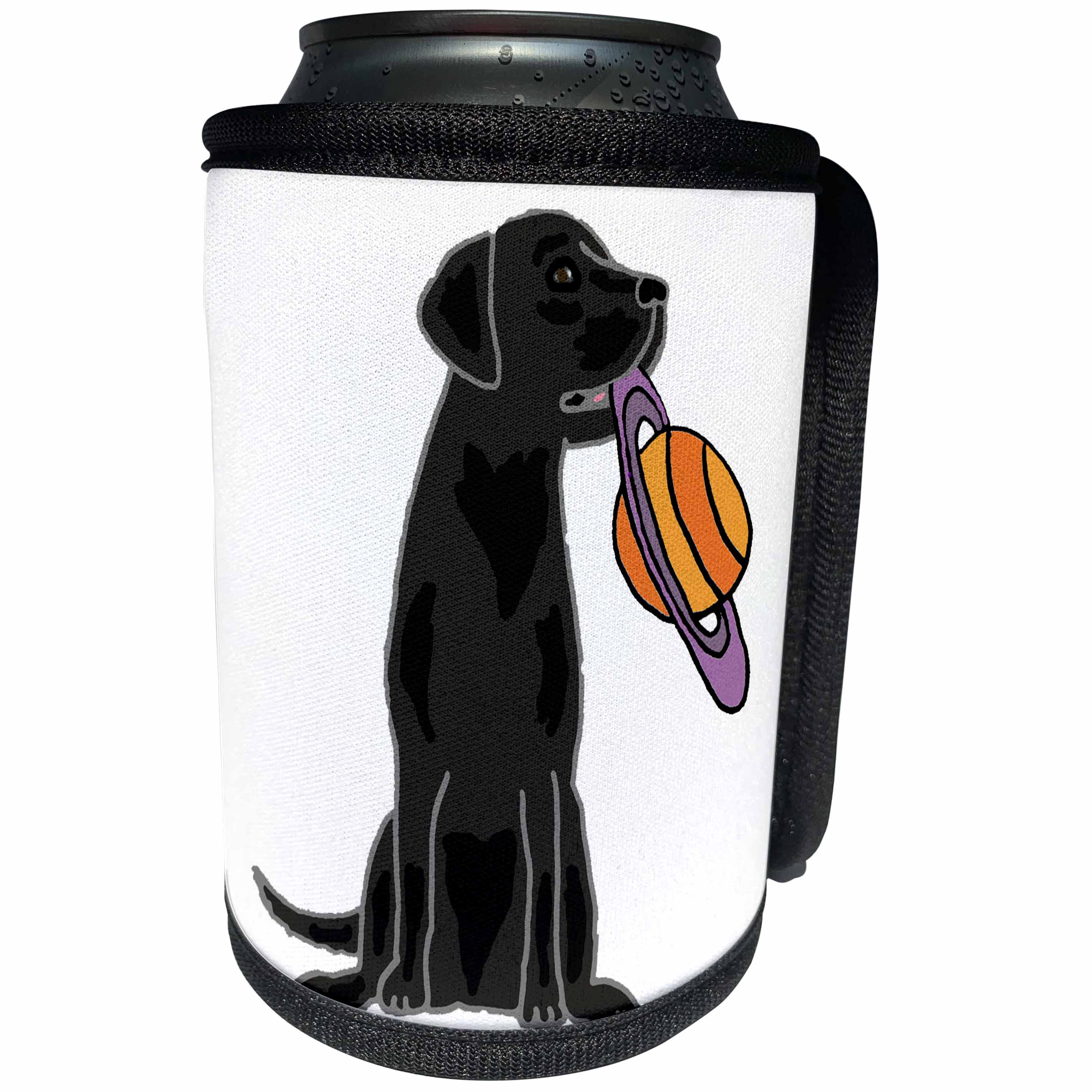 3dRose Funny Black Labrador Retriever Dog with Saturn Planet... - Can Cooler Bottle Wrap (cc_342272)