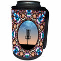 3dRose Mandala graphic design in orange and blue with disc... - Can Cooler Bottle Wrap (cc_350048)