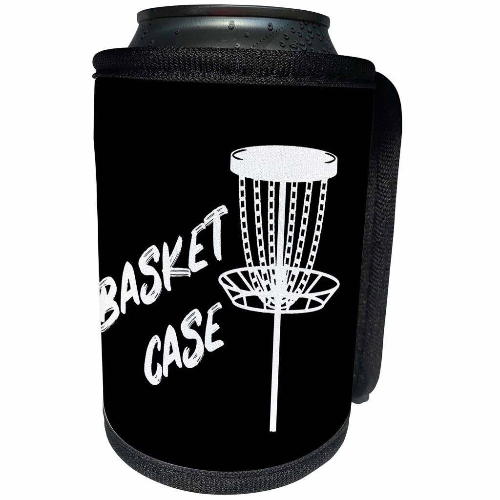 3dRose Basket case written near a white disc golf basket on... - Can Cooler Bottle Wrap (cc-382282)
