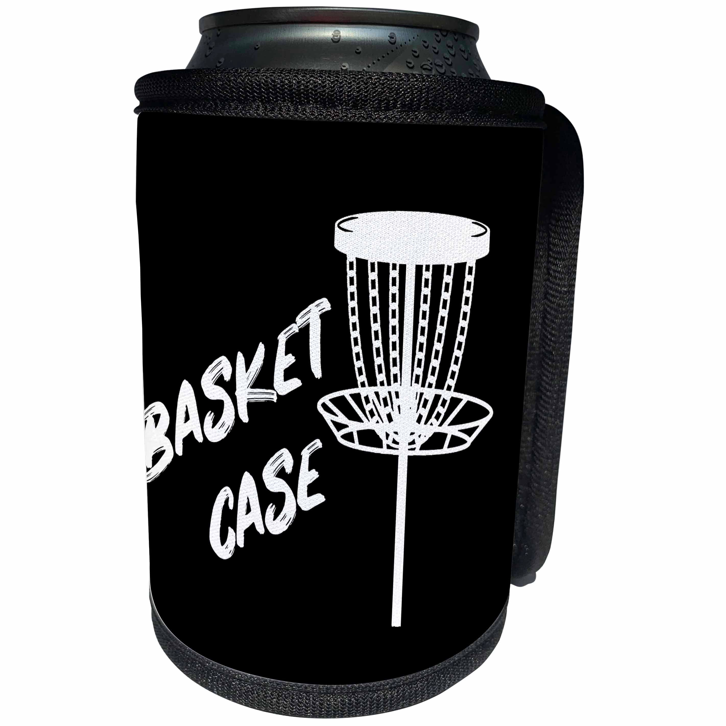 3dRose Basket case written near a white disc golf basket on... - Can Cooler Bottle Wrap (cc-382282)