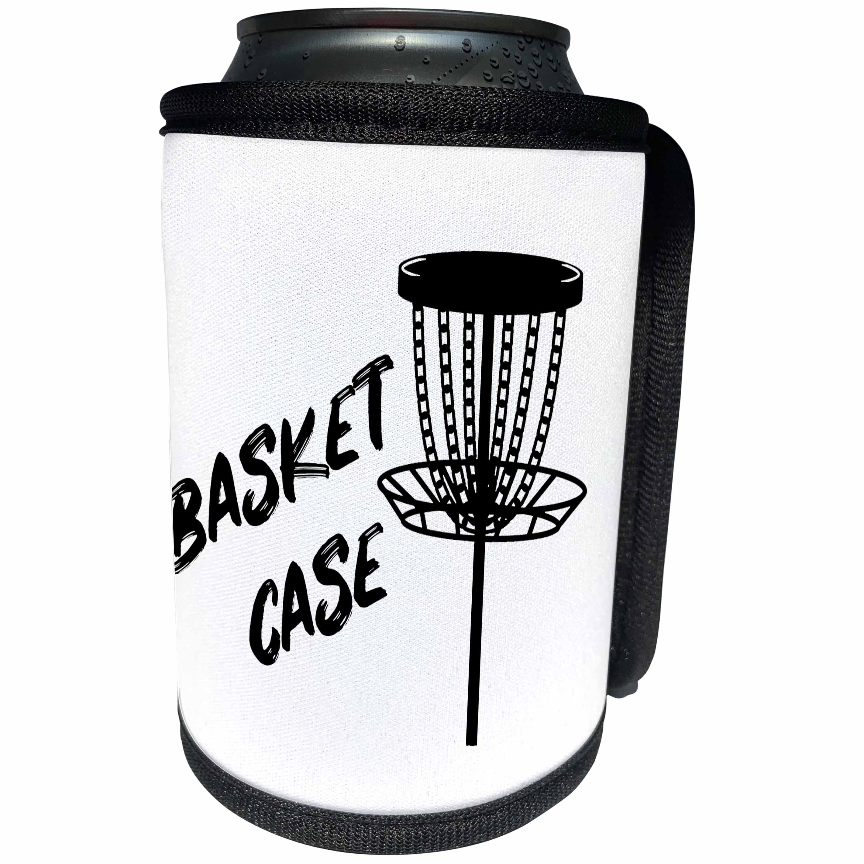 3dRose Basket case written near a black disc golf basket on... - Can Cooler Bottle Wrap (cc-382283)