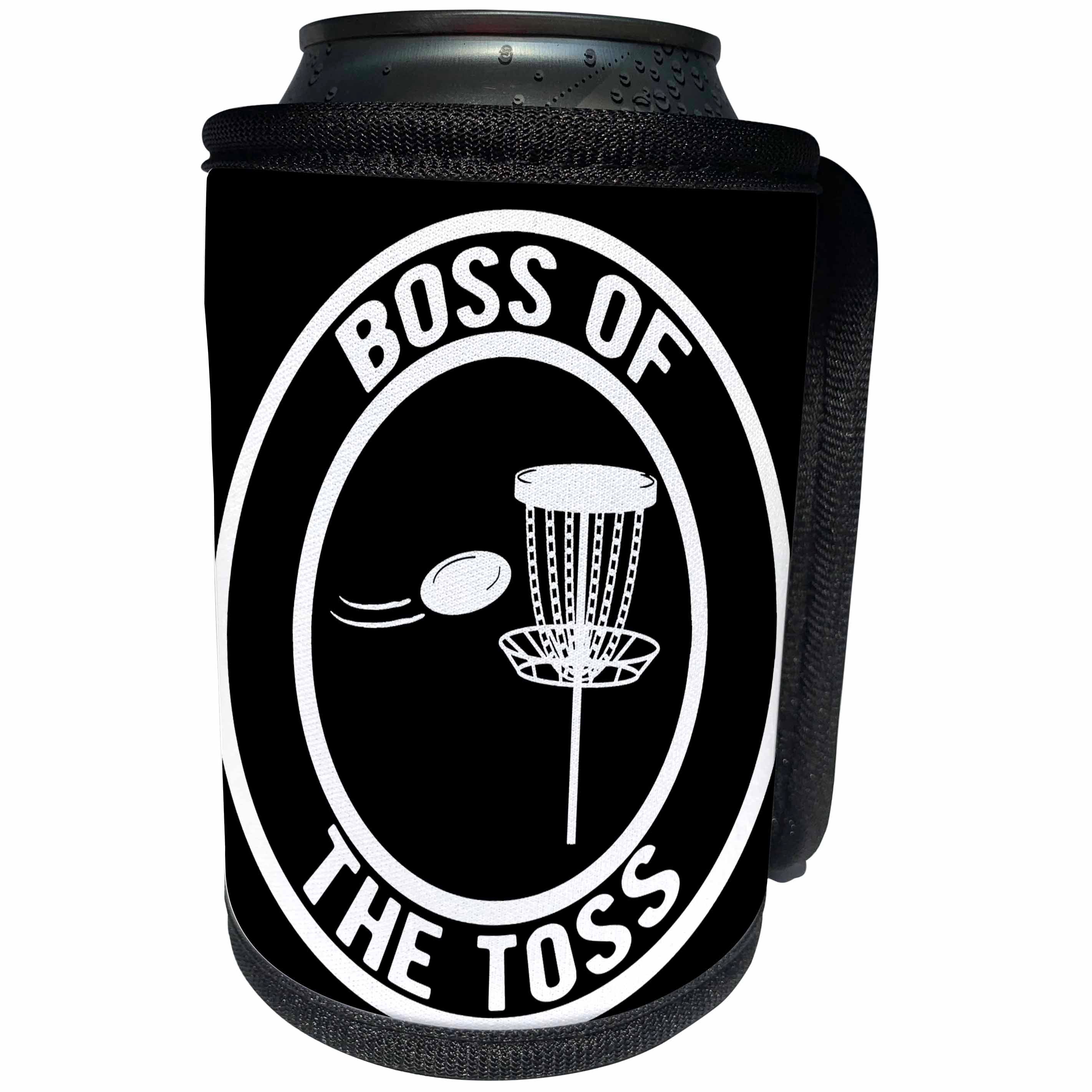 3dRose Boss of the Toss in a circle with disc golf basket and... - Can Cooler Bottle Wrap (cc-382295)