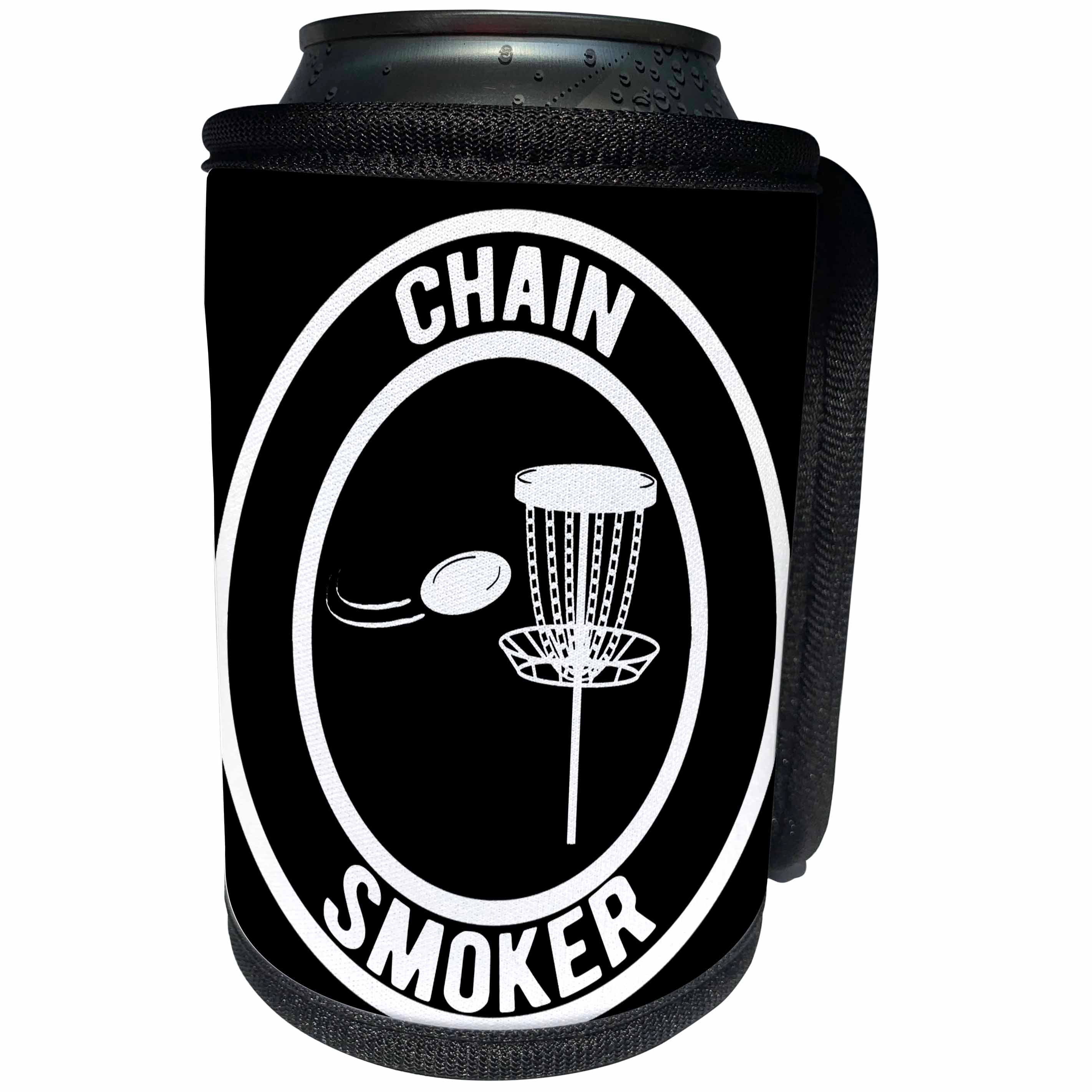 3dRose Chain Smoker in a circle with disc golf basket and disc... - Can Cooler Bottle Wrap (cc-382297)