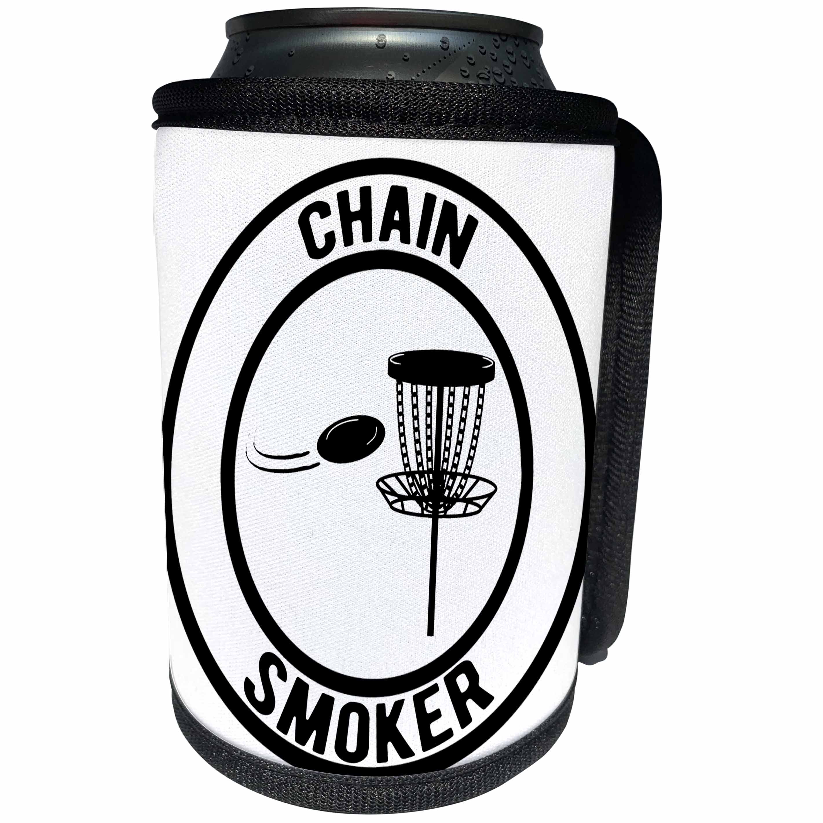 3dRose Chain Smoker in a circle with disc golf basket and disc... - Can Cooler Bottle Wrap (cc-382298)
