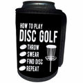 3dRose How to Play Disc Golf Throw Curse Find disc Repeat - Can Cooler Bottle Wrap (cc-382303)