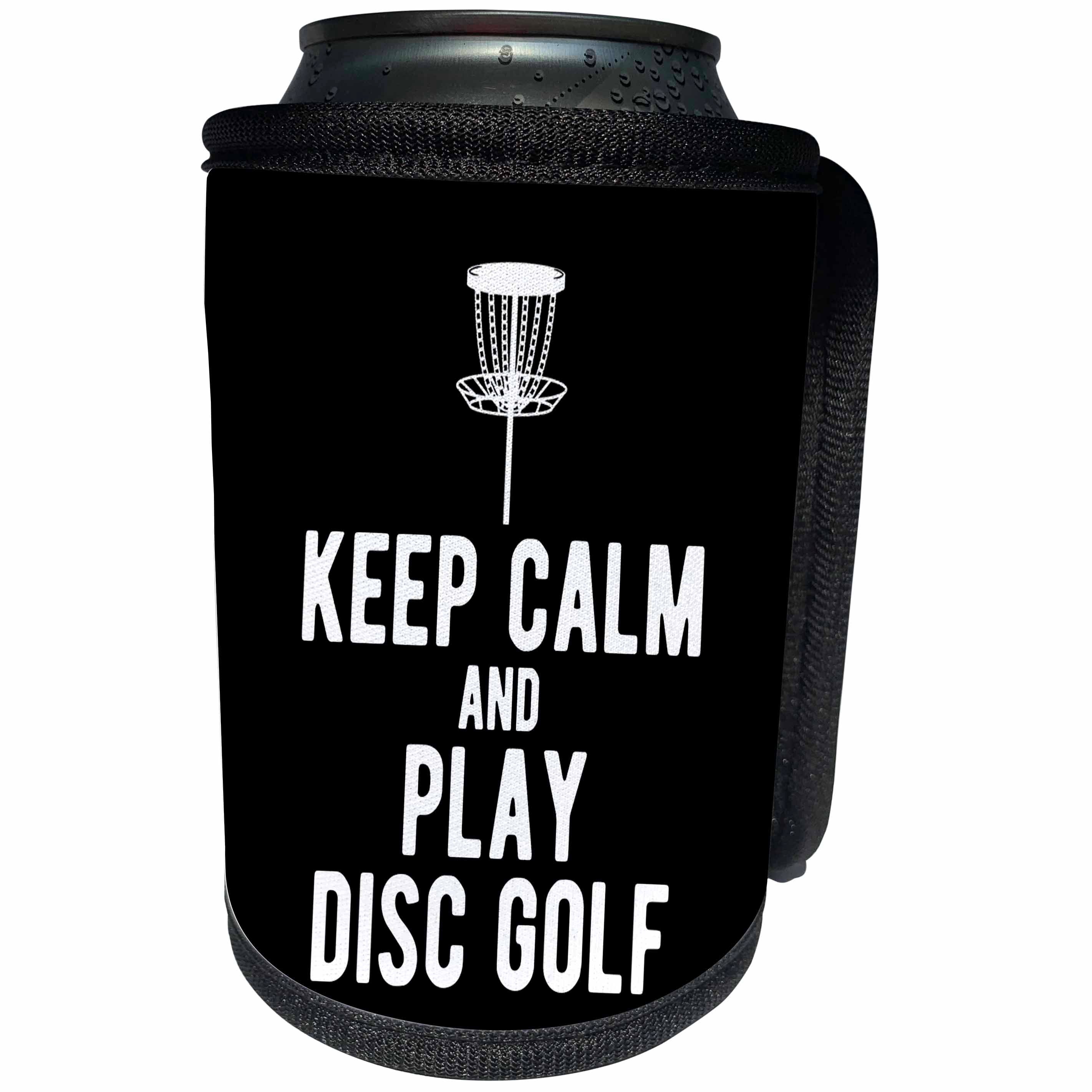 3dRose Keep Calm and Play Disc Golf with disc golf basket on... - Can Cooler Bottle Wrap (cc-382307)