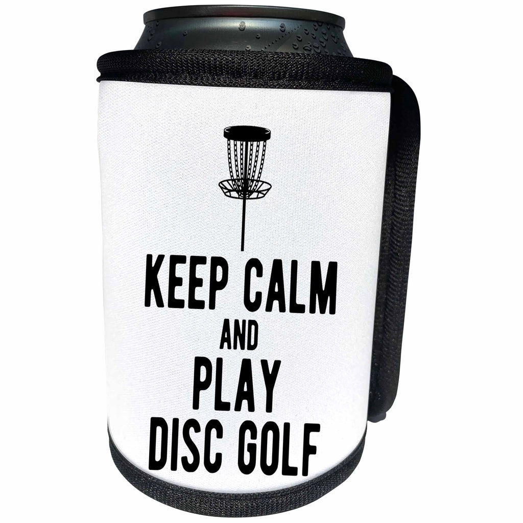 3dRose Keep Calm and Play Disc Golf with disc golf basket on... - Can Cooler Bottle Wrap (cc-382308)