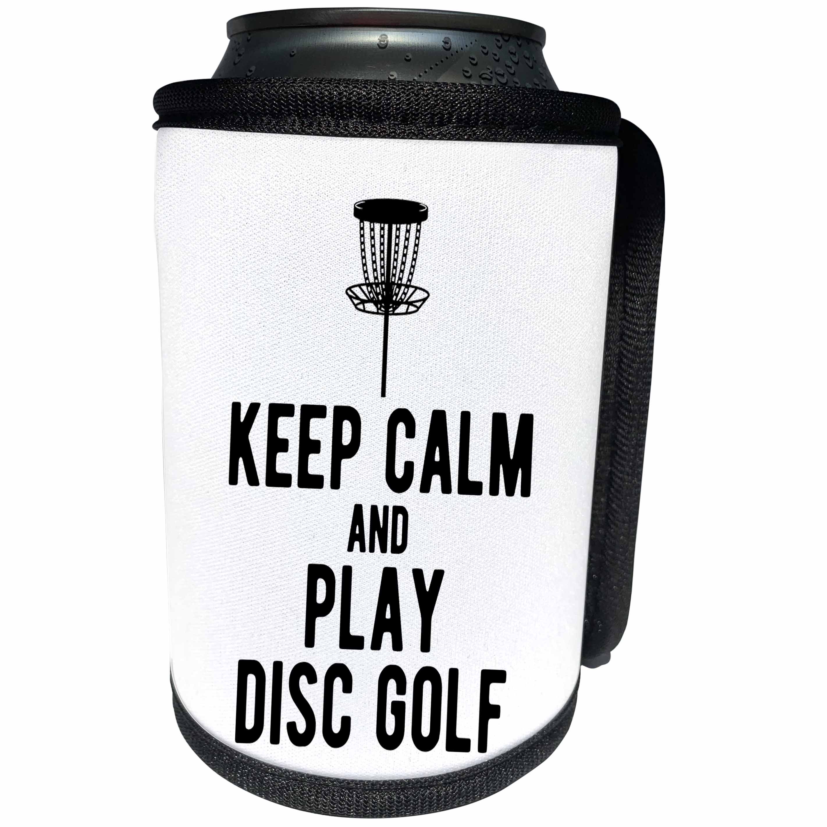 3dRose Keep Calm and Play Disc Golf with disc golf basket on... - Can Cooler Bottle Wrap (cc-382308)