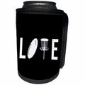 3dRose LOVE spelled with disc golf clipart. White on black... - Can Cooler Bottle Wrap (cc-382309)
