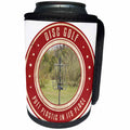 3dRose Perkins Designs Disc Golf - Putt Plastic In Its Place #13 - photography of a frisbee disc golf basket at a local park - Can Cooler Bottle Wrap (cc_39410)