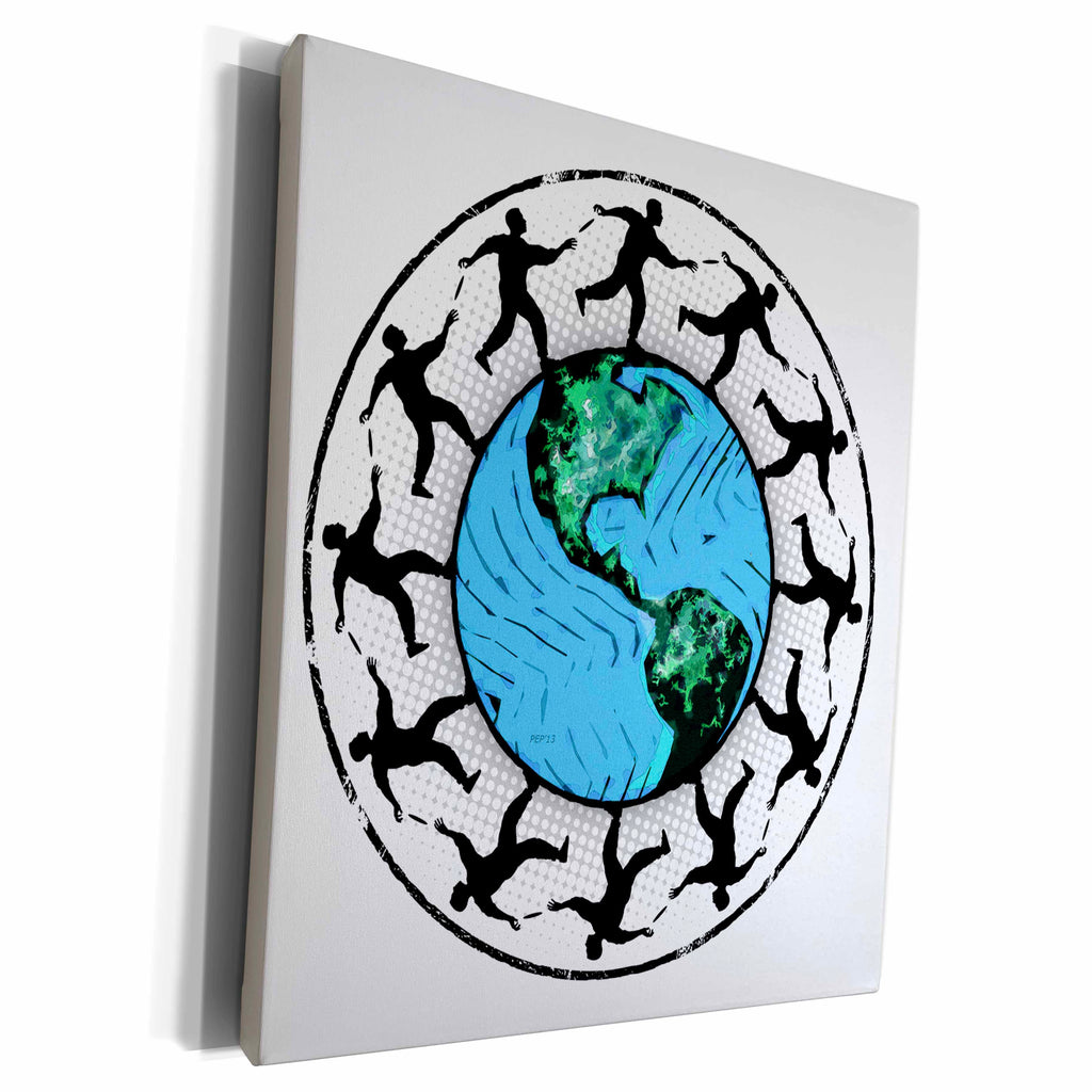 3dRose Disc Golfing Planet Earth - disc golfers throwing... - Museum Grade Canvas Wrap (cw_173739)