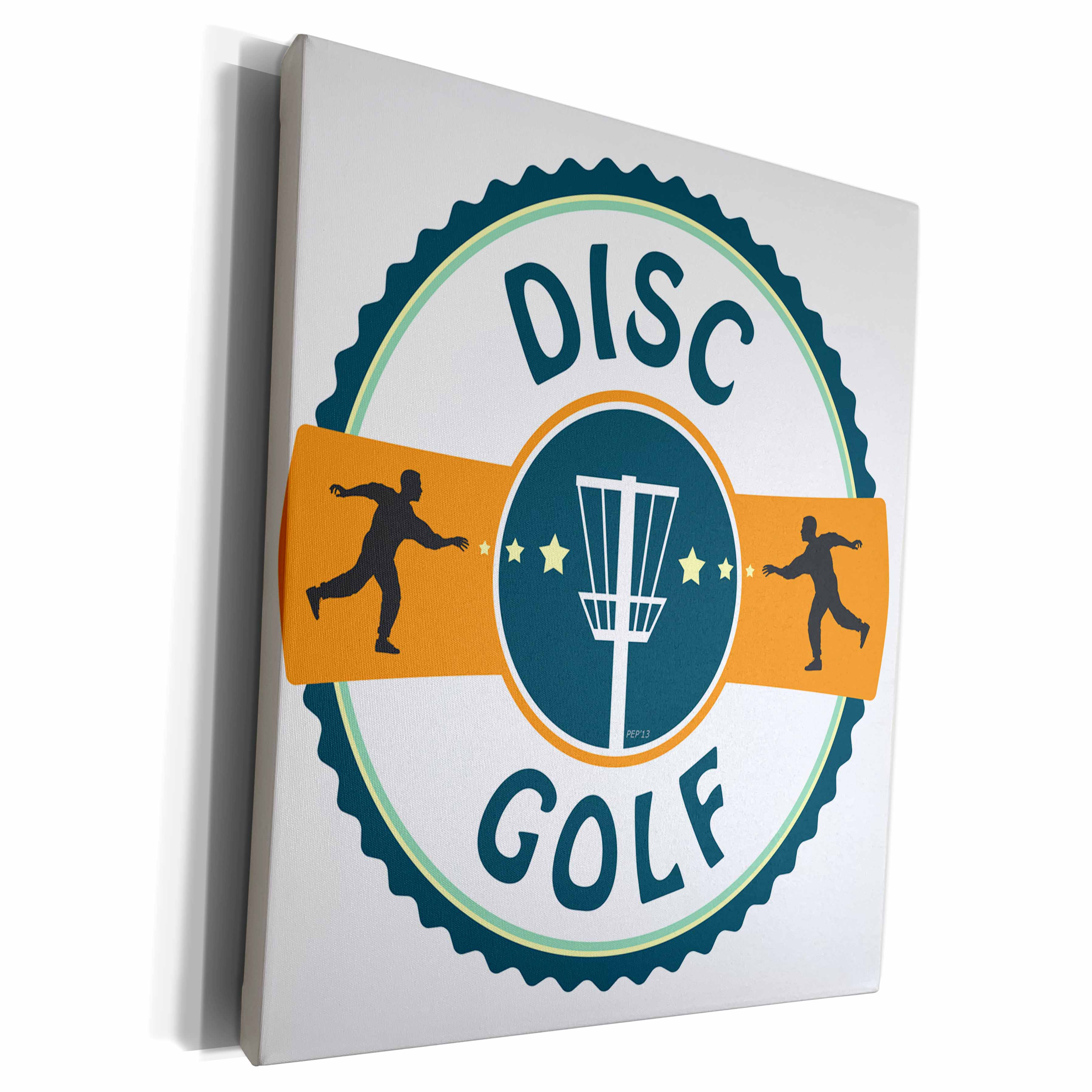 3dRose Disc Golf - silhouette of putters throwing at a disc... - Museum Grade Canvas Wrap (cw_174727)