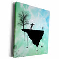3dRose Phil Perkins - Disc Golf - Putt Plastic In Its Place - disc golf silhouette putting with blue skies - Museum Grade Canvas Wrap (cw_243472)