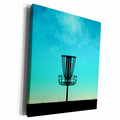 3dRose Phil Perkins - Disc Golf - Disc Golf Basket Silhouette - silhouette basket on grass with blue sky - Museum Grade Canvas Wrap (cw_243474)