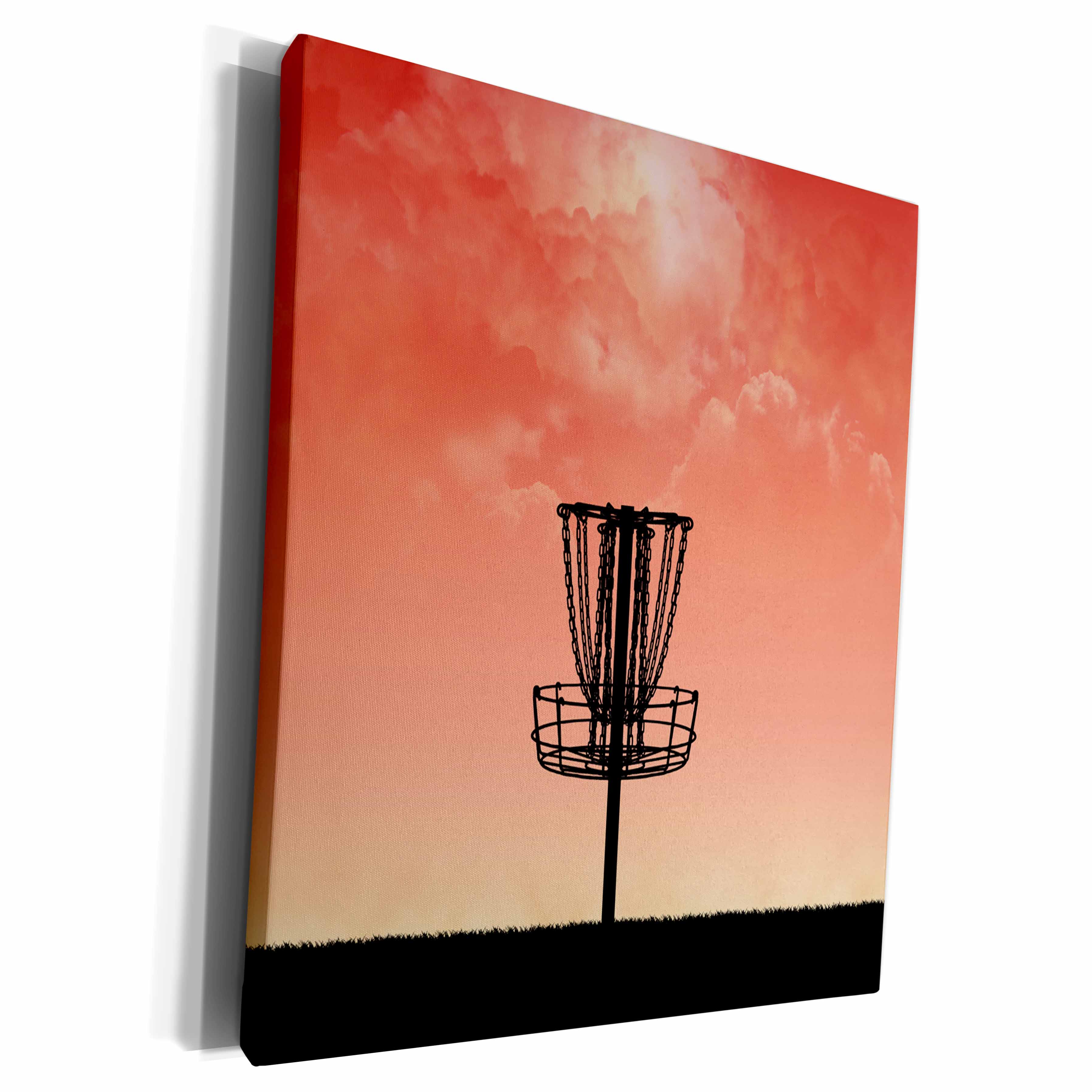 3dRose silhouette of disc golf basket with orange colored... - Museum Grade Canvas Wrap (cw_292653)
