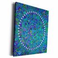 3dRose Blue Floral Mandala Disc - bohemian design - Museum Grade Canvas Wrap (cw_299746)