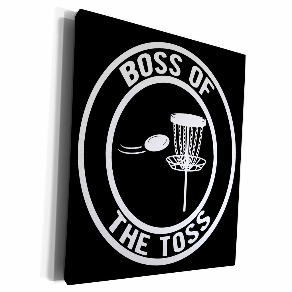 3dRose Boss of the Toss in a circle with disc golf basket... - Museum Grade Canvas Wrap (cw-382295)