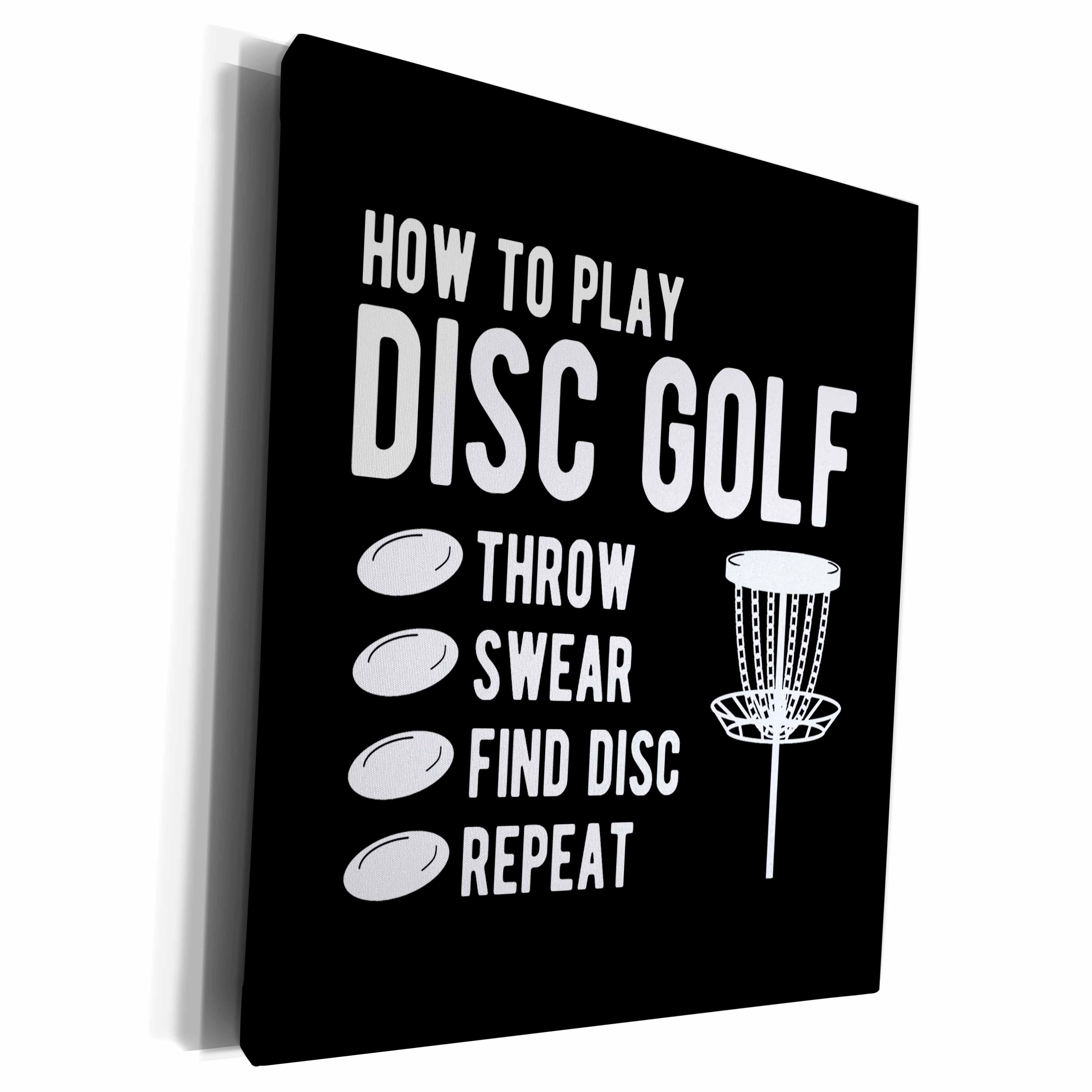 3dRose How to Play Disc Golf Throw Curse Find disc Repeat - Museum Grade Canvas Wrap (cw-382303)