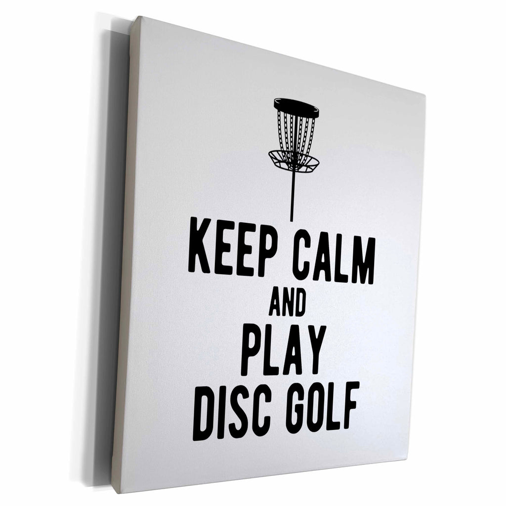 3dRose Keep Calm and Play Disc Golf with disc golf basket on... - Museum Grade Canvas Wrap (cw-382308)