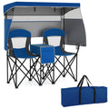 Double Beach Chair with Adjustable Canopy and 3 -Side Shading Curtains