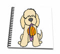 3dRose Funny Cute Cream Labradoodle Puppy Dog with Saturn Disc Cartoon - Drawing Books (db_351156)