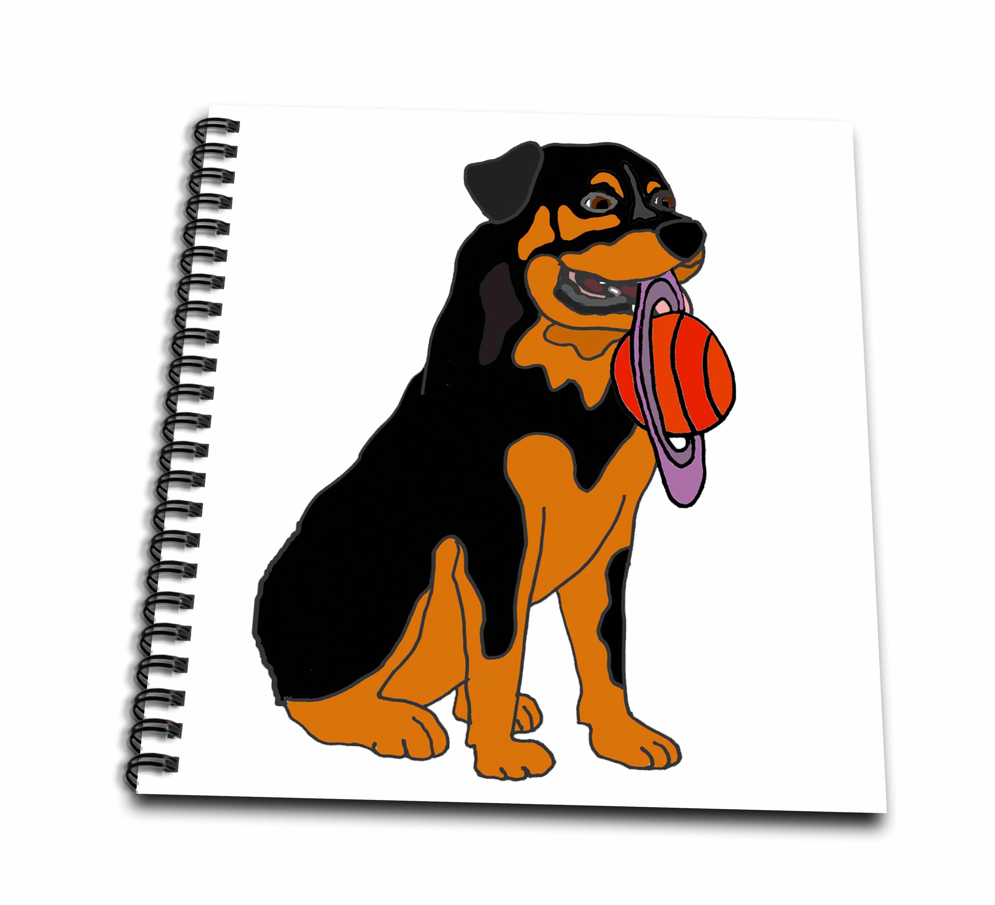 3dRose Funny Cute Rottweiler Puppy Dog with Saturn Disc Cartoon - Drawing Books (db_351171)