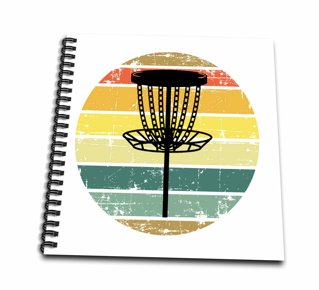 3dRose Black disc Golf Basket Over Retro Striped Circle on White... - Drawing Books (db-382281)