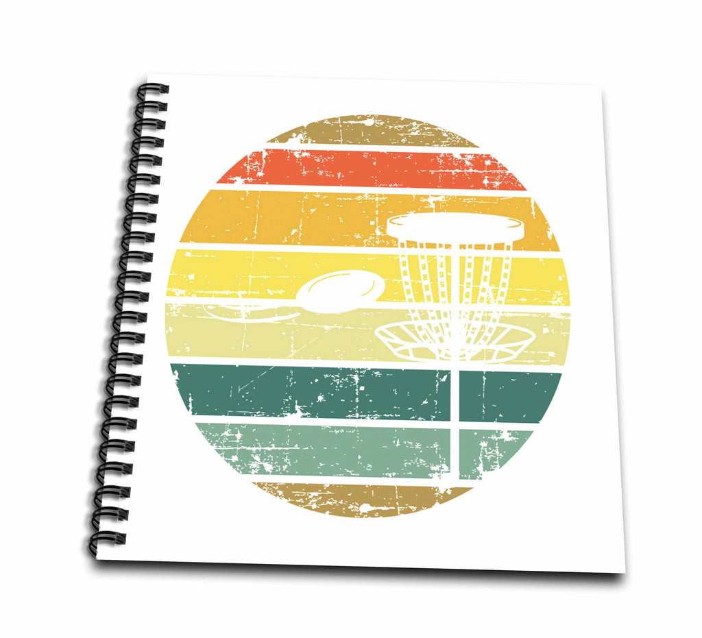 3dRose White disc Golf Basket with disc Over Striped Circle on White. - Drawing Books (db-382288)