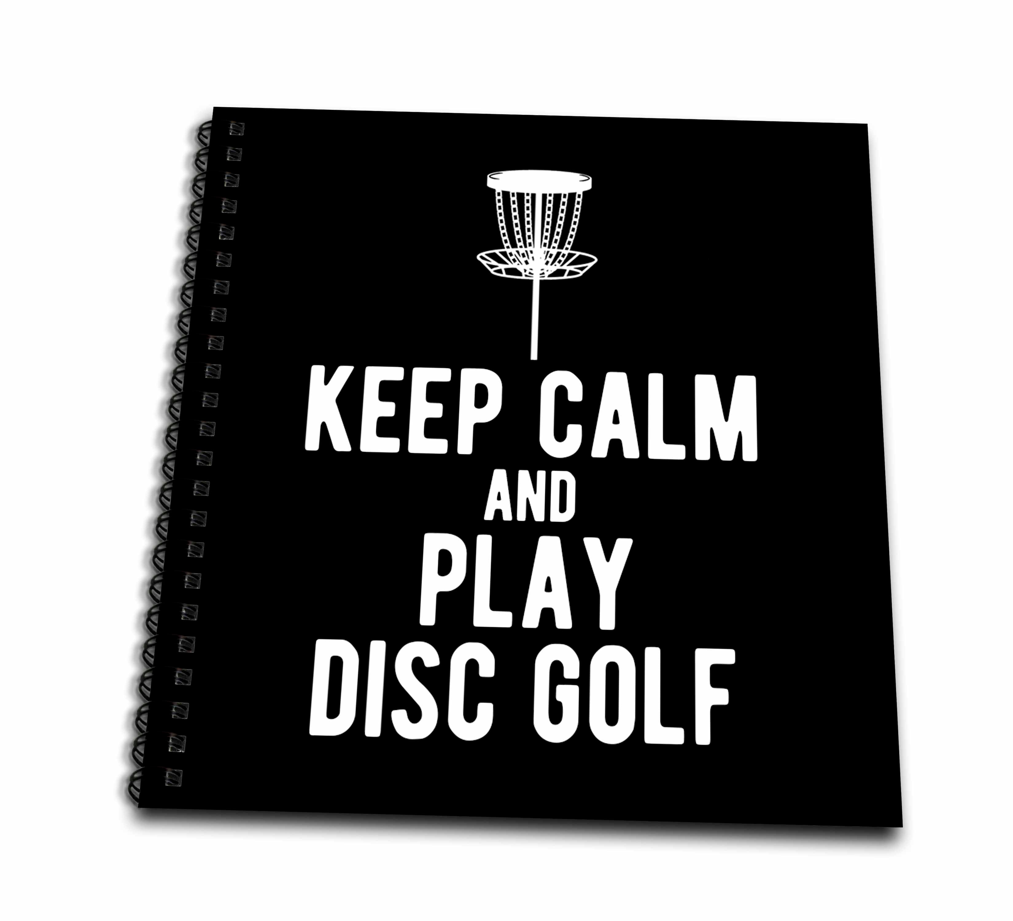 3dRose Keep Calm and Play Disc Golf with disc Golf Basket on Black... - Drawing Books (db-382307)
