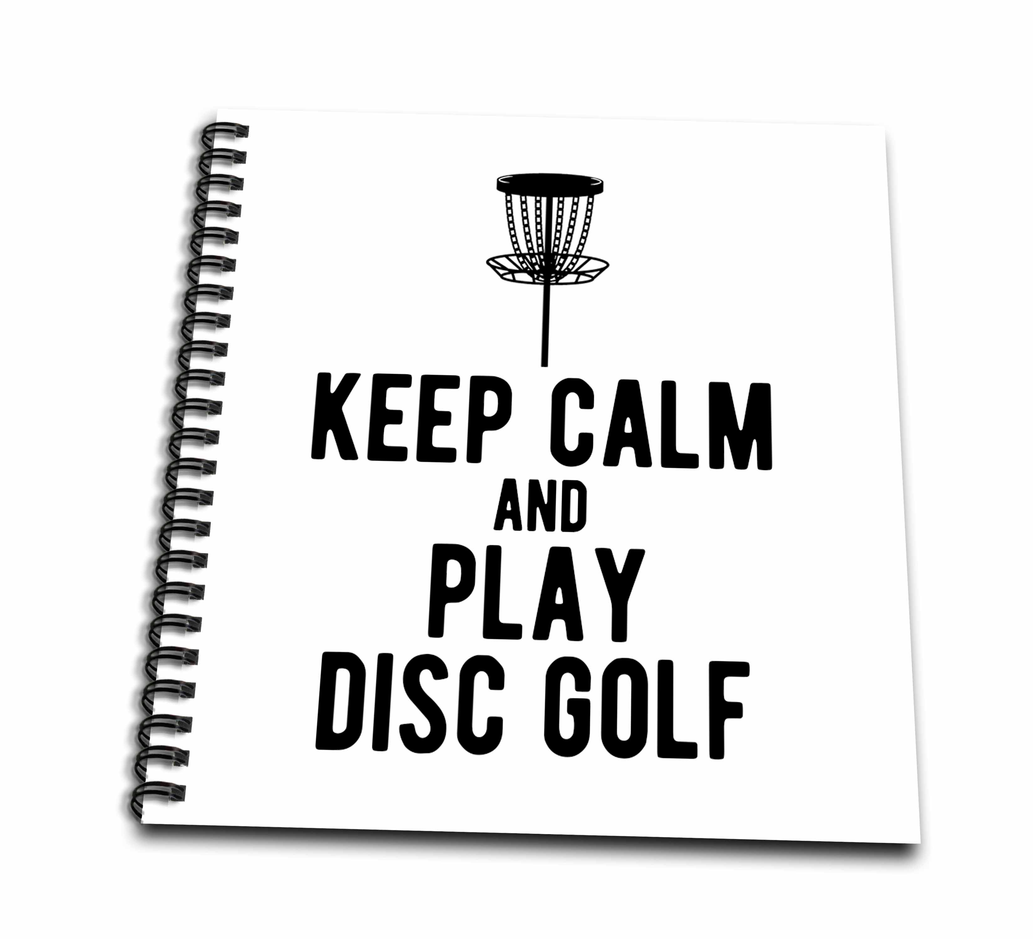 3dRose Keep Calm and Play Disc Golf with disc Golf Basket on White... - Drawing Books (db-382308)